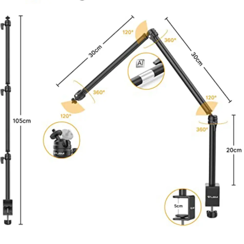 پایه دوربین و نور قابل اتصال به میز تحریر VIJIM LS08 Extend Desk Light Stand